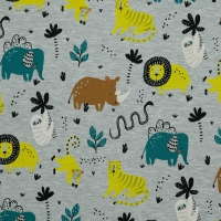 Jersey "Safari Tiere" grau meliert